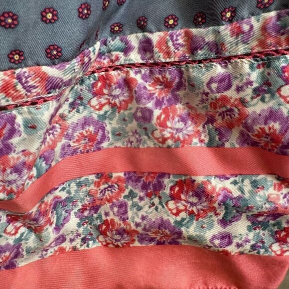 Vintage 2000s Juicy Couture Floral Pink Blue Gray Mini Dress Silk Size 6 - Picture 7 of 7